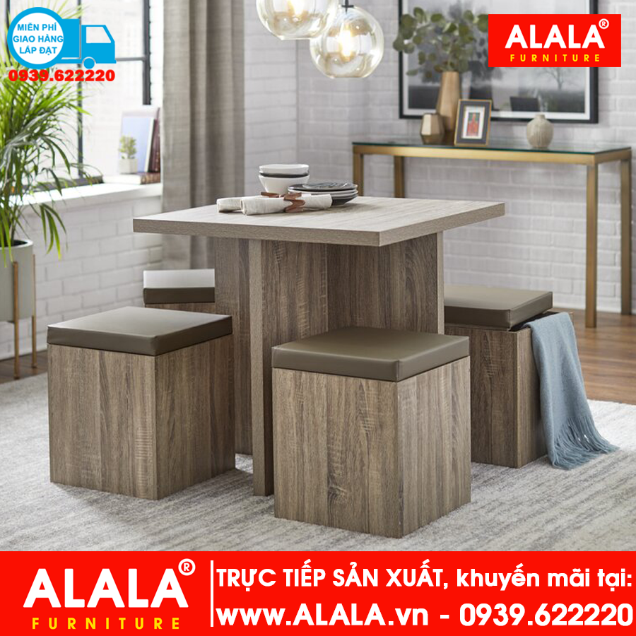 Bộ bàn ăn ALALA941 gỗ HMR chống nước - ww.ALALA.vn - 0939.622220