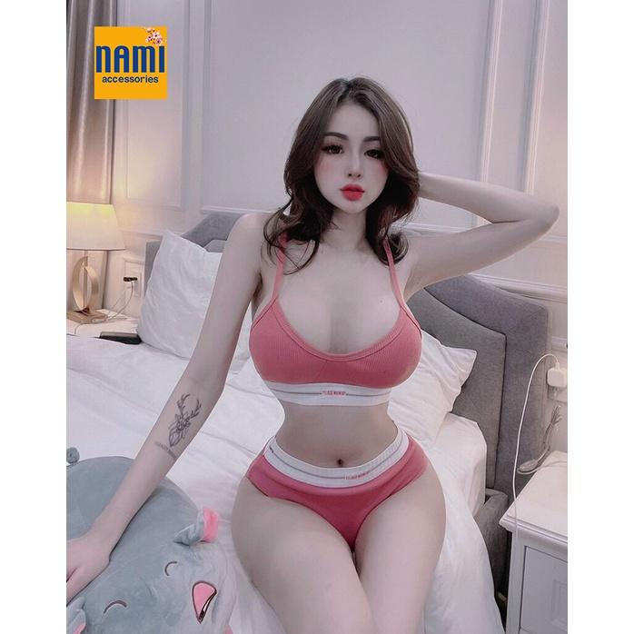 SET BIKINI HAI DÂY PHỐI MÀU VIỀN CHỮ SIÊU SEXY TRẺ TRUNG QUYẾN RŨ NGẤT NGÂY - QANU394