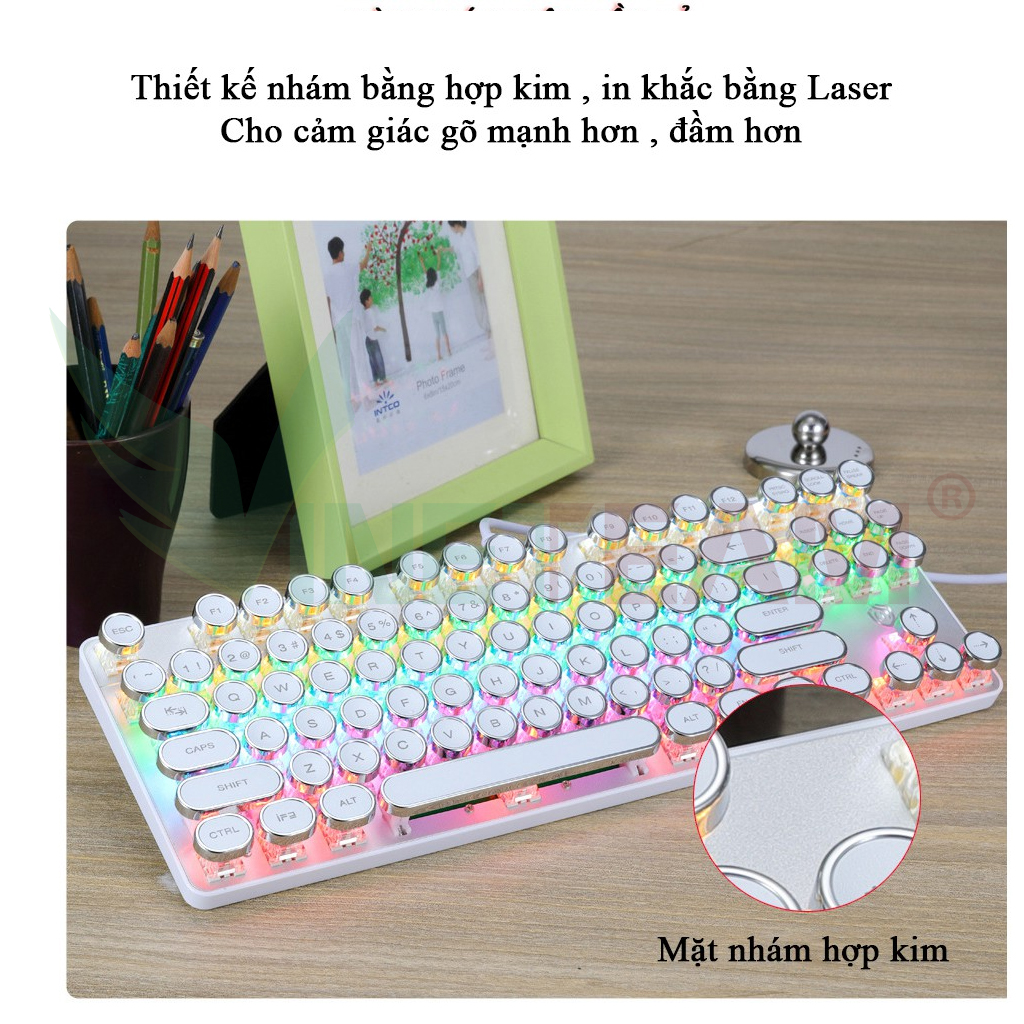 Bàn Phím Cơ Gaming Vinetteam HJK917 87 Phím Blue Switch Keycap Tròn Chống Nước Với 9 Chế Độ Led Khác Nhau - Hàng Chính Hãng