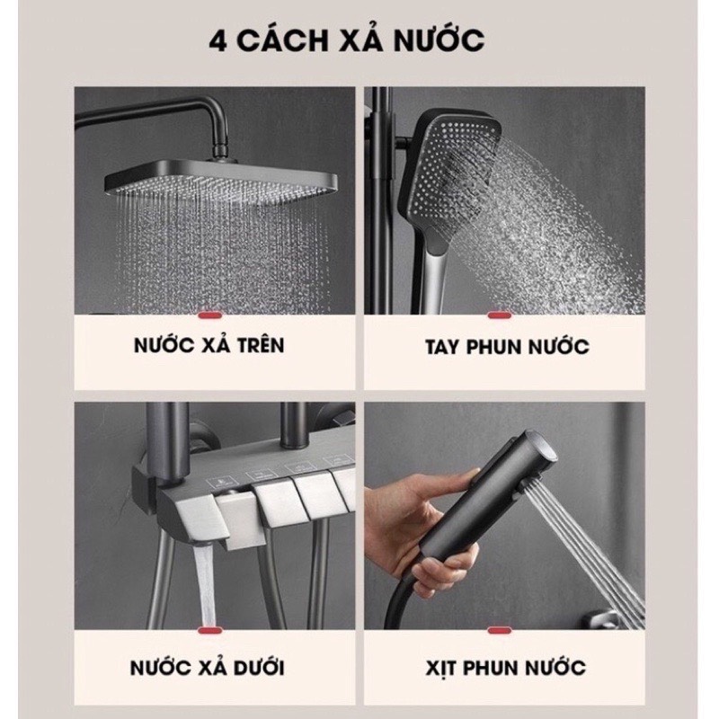 Sen cây tắm nóng lạnh dạng phím đàn NANO xám có màn hình hiển thị nhiệt độ