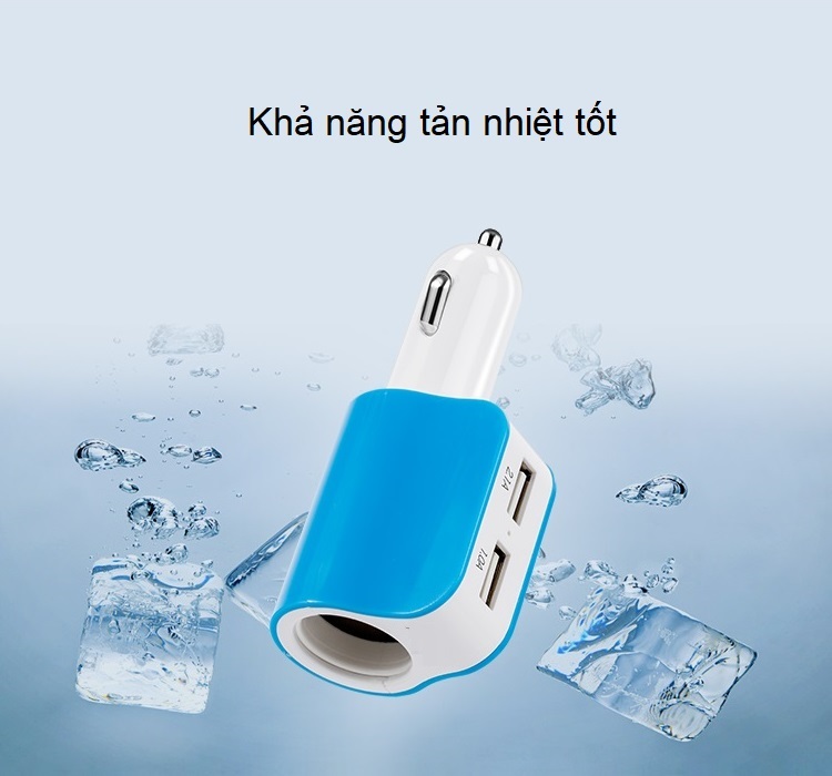 Tẩu cắm sạc trên ô tô 80W chia 2 cổng USB tiện dụng A68
