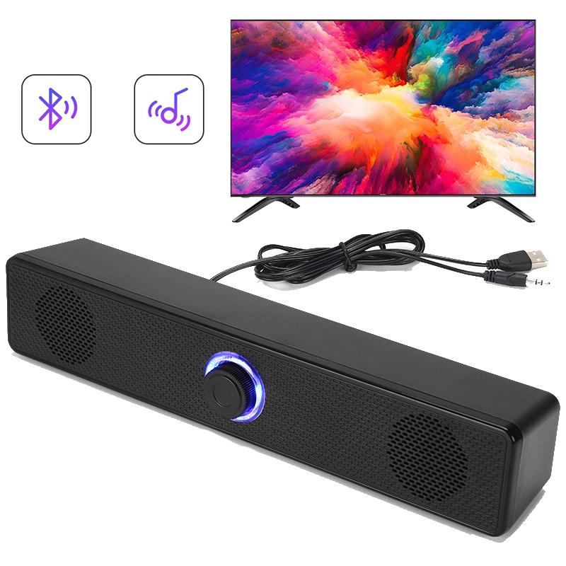 PC Soundbar Loa Bluetooth có dây và không dây Hỗ trợ USB Soundbar cho TV Pc Laptop Gaming Rạp hát tại nhà Hệ thống âm thanh vòm Color: Wire Version 1