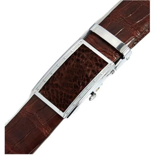 Dây nịt nam da cá sấu Huy Hoàng gai lưng 3,5P màu nâu đỏ HT4839