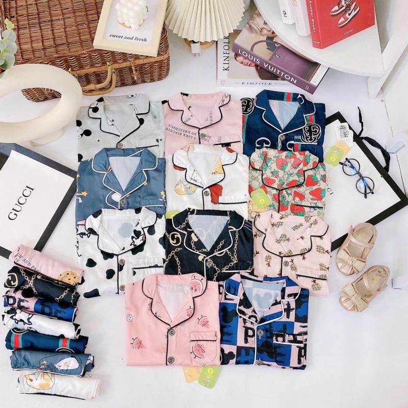 Bộ pijama lụa cộc tay quần đùi bé trai hàng quảng châu cao cấp sz 10-20kg