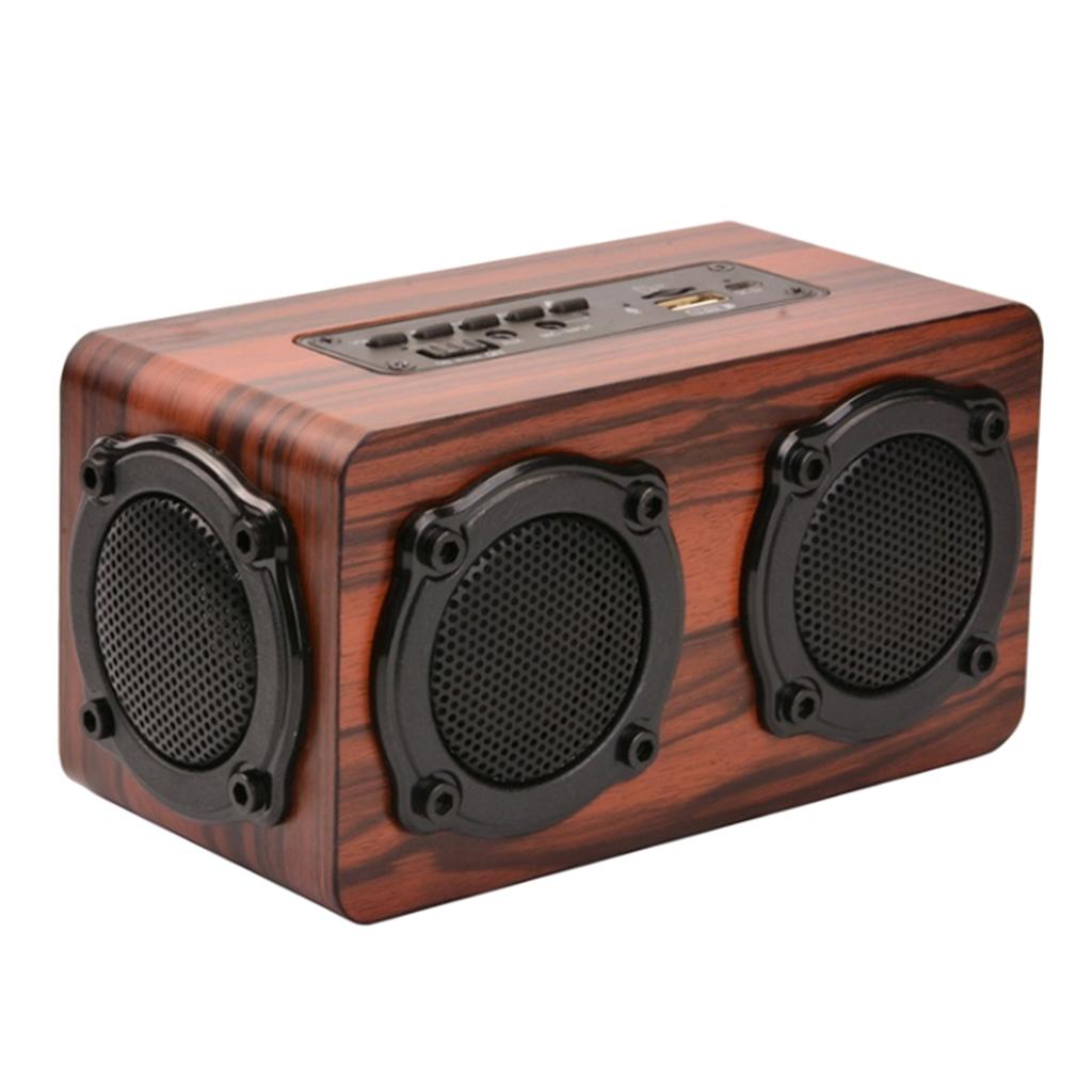 FM Stereo Radio Hi-Fi 3D Loud Bluetooth Speaker Wireless Wooden Super