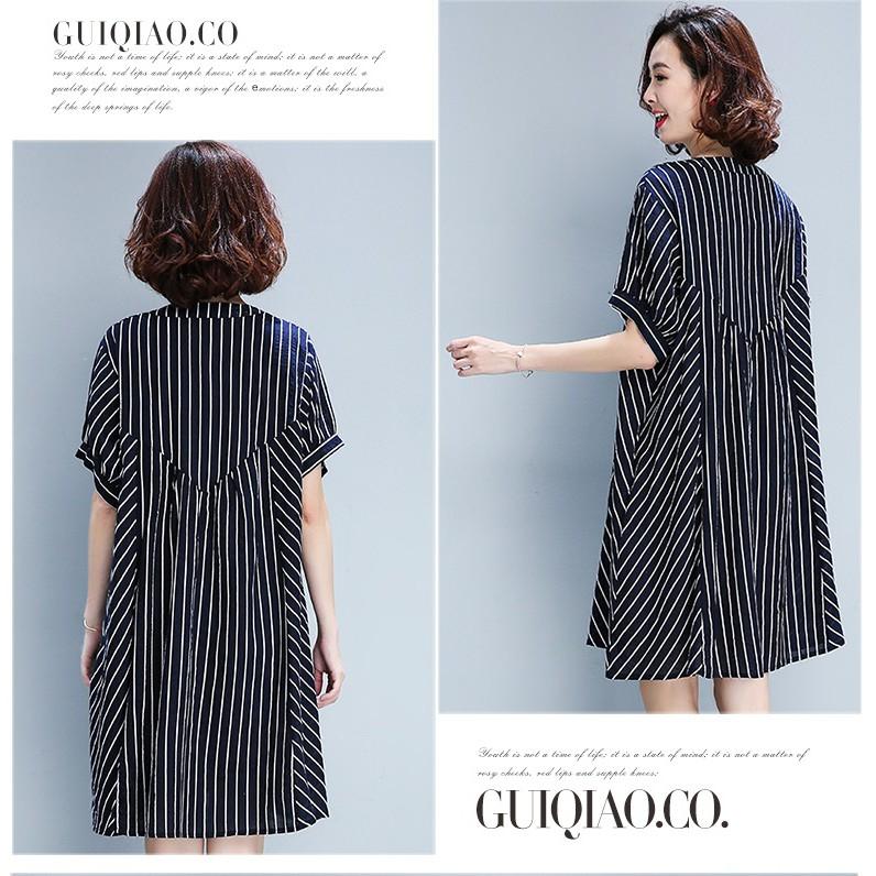 DRESS111-ĐẦM SỌC SUÔNG TAY NGẮN S-6XL