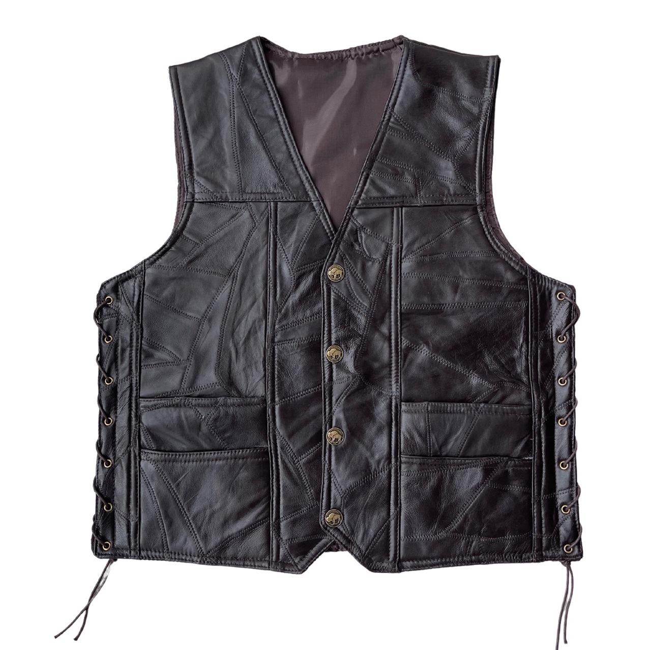 Tốt Nhất Xe Máy Harley Áo Vest Da Nam Áo Khoác Vai Da Thật Cưỡi Áo Vest Nâu Mẫu Da Cừu Nguyên Chất Đường Khâu