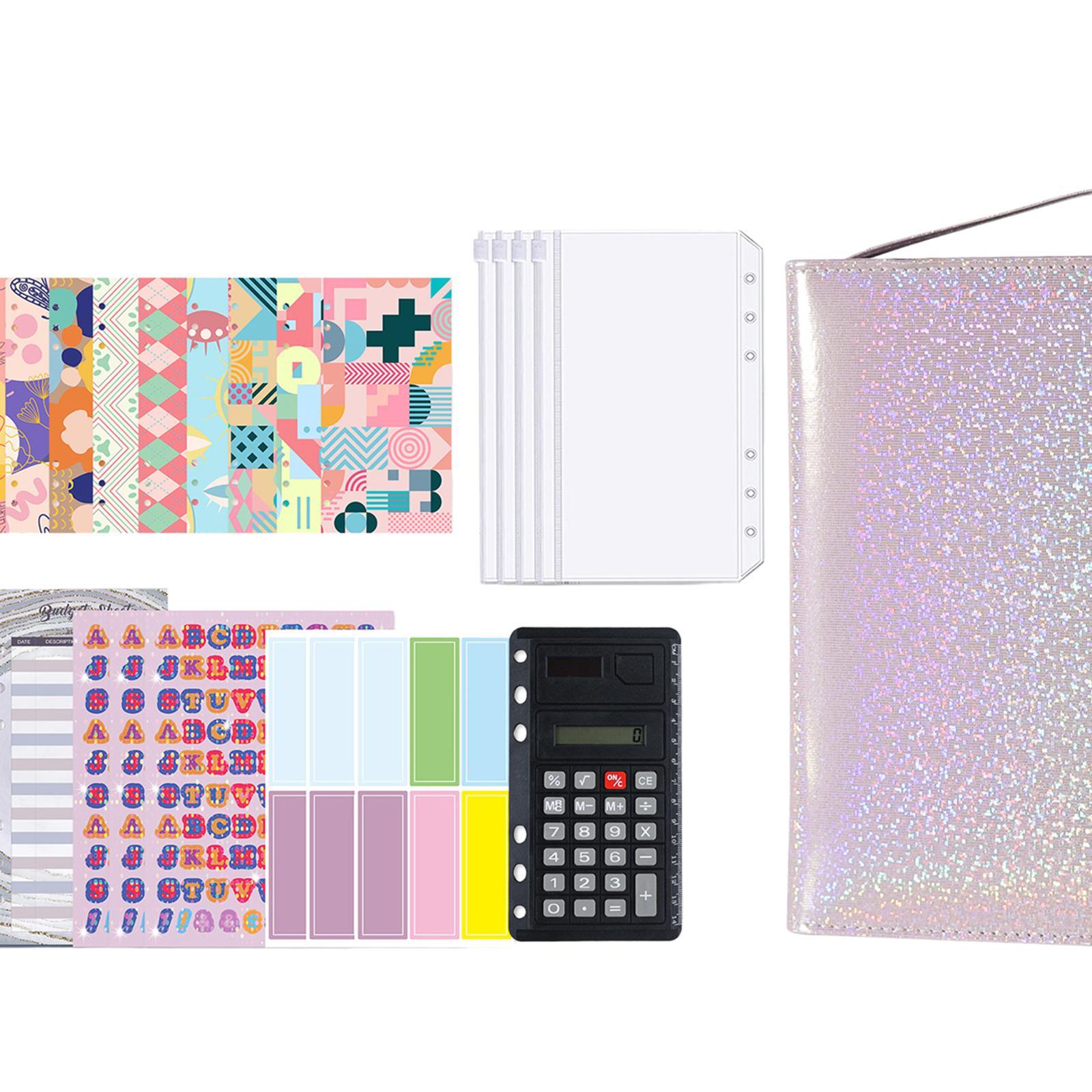 Budget Binder, A6 PU Money Saving Wallet, Refillable Ring Binder Notebook, with Binder Pockets, Stickers, Cash Envelopes for for Budget Planner