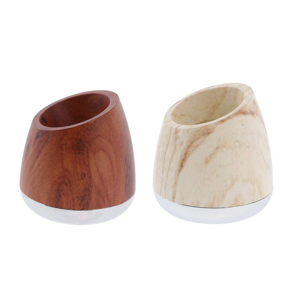 2Pc Wood Grain Classic Mens Shaving Safety Razors Stand