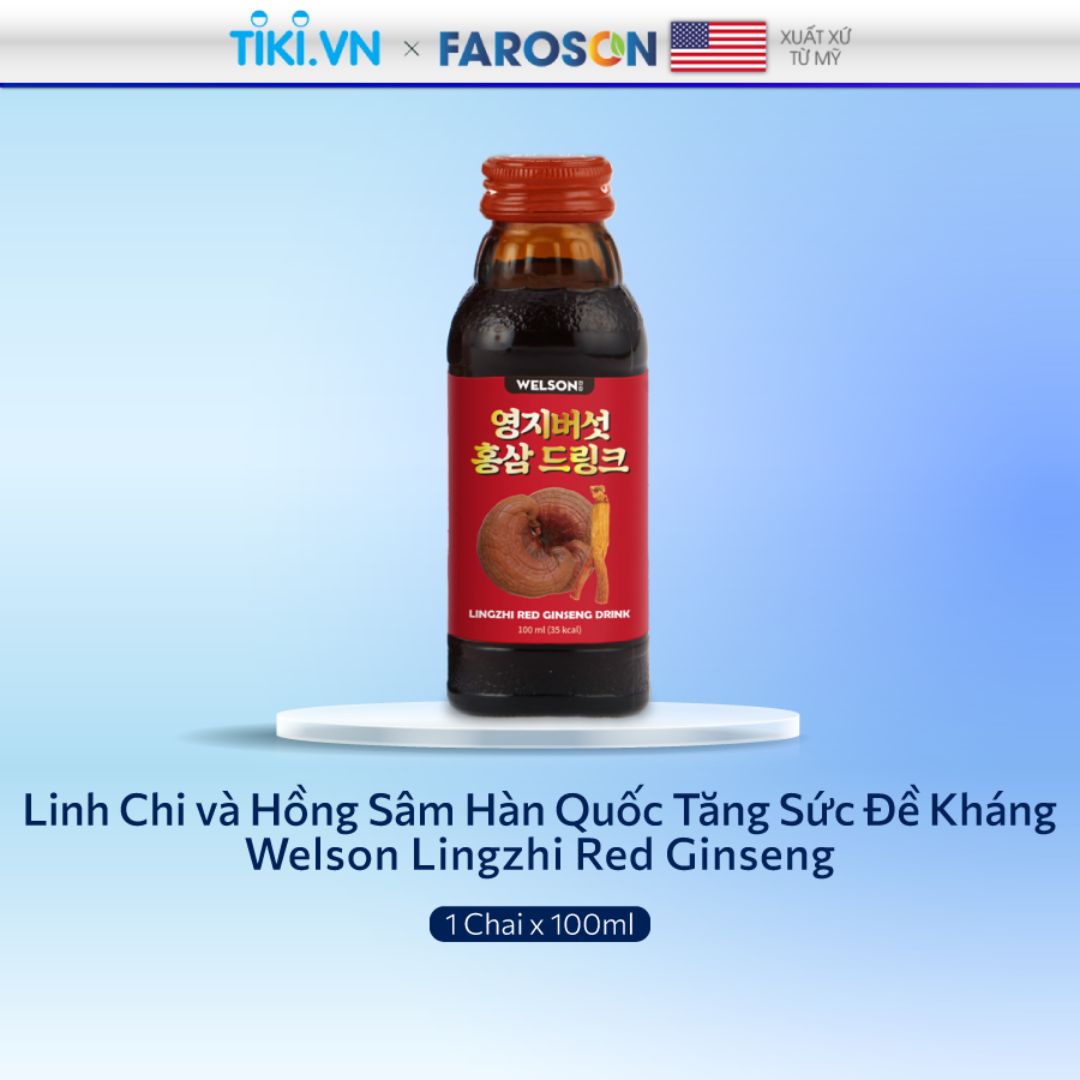 Linh Chi và Hồng Sâm Hàn Quốc Tăng Sức Đề Kháng Welson Lingzhi Red Ginseng 1 chai 100ml