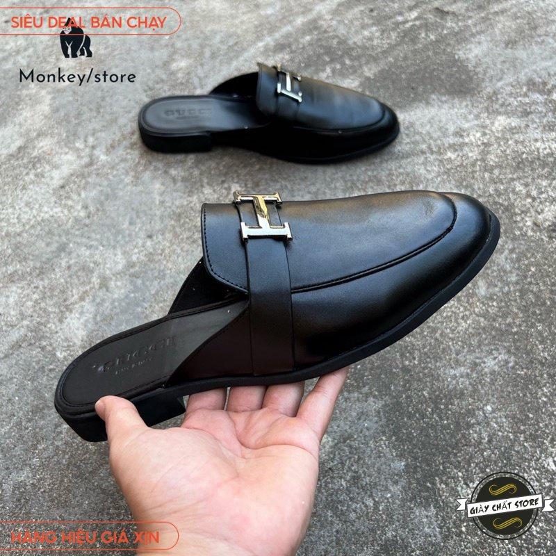 Giày sục nam, sục nam chữ H - Da Pu 100%, fulbox B2