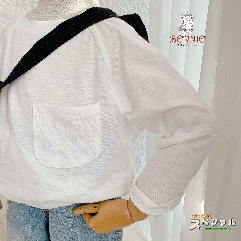 Áo phông dài tay, áo thun unisex cho bé trai gái , chất liệu cotton mềm mại màu trắng, đen, cam, rêu