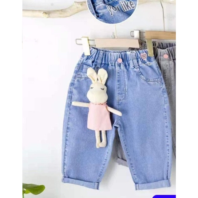 Quần jeans ngố in chữ bé gá 6-12 tuổi