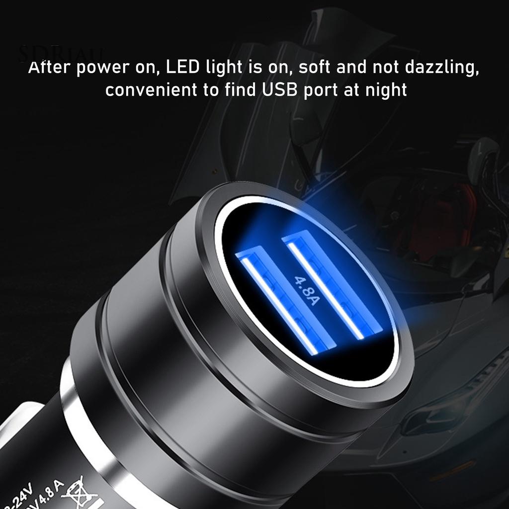 *QCDZ* Car Charger Dual USB Charging Fast Charge Aluminium Alloy 4.8A Vehicle Mobile Phone Chargers for Travel