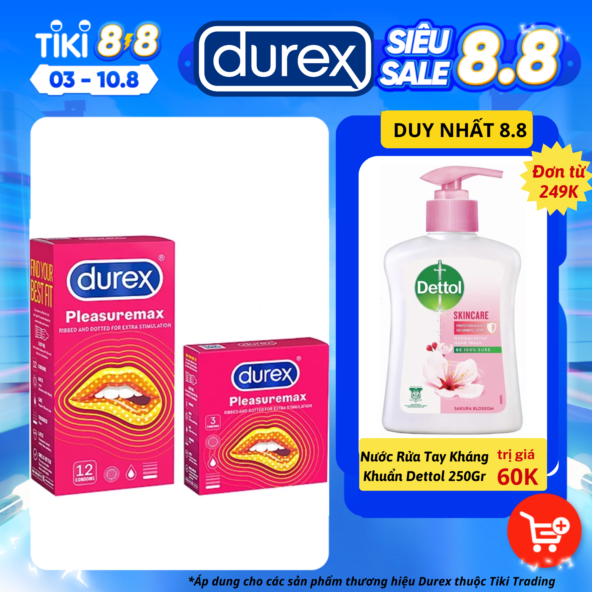 Bao cao su tăng hưng phấn Durex Pleasuremax Hộp 12s + Hộp 3s