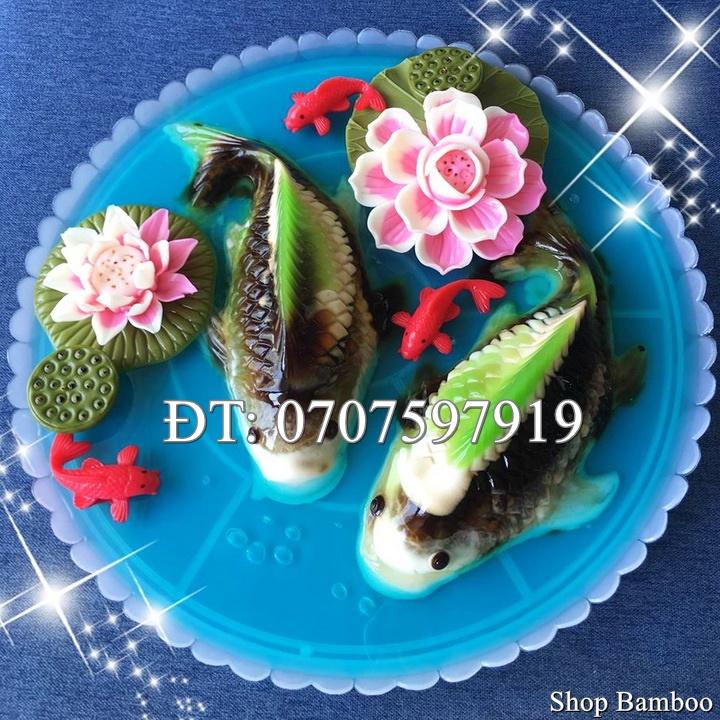 Khuôn làm bánh, rau câu, khuôn ép xôi, giò chả 2 con cá chép - Loại 30 cm - Mã số Q 1743