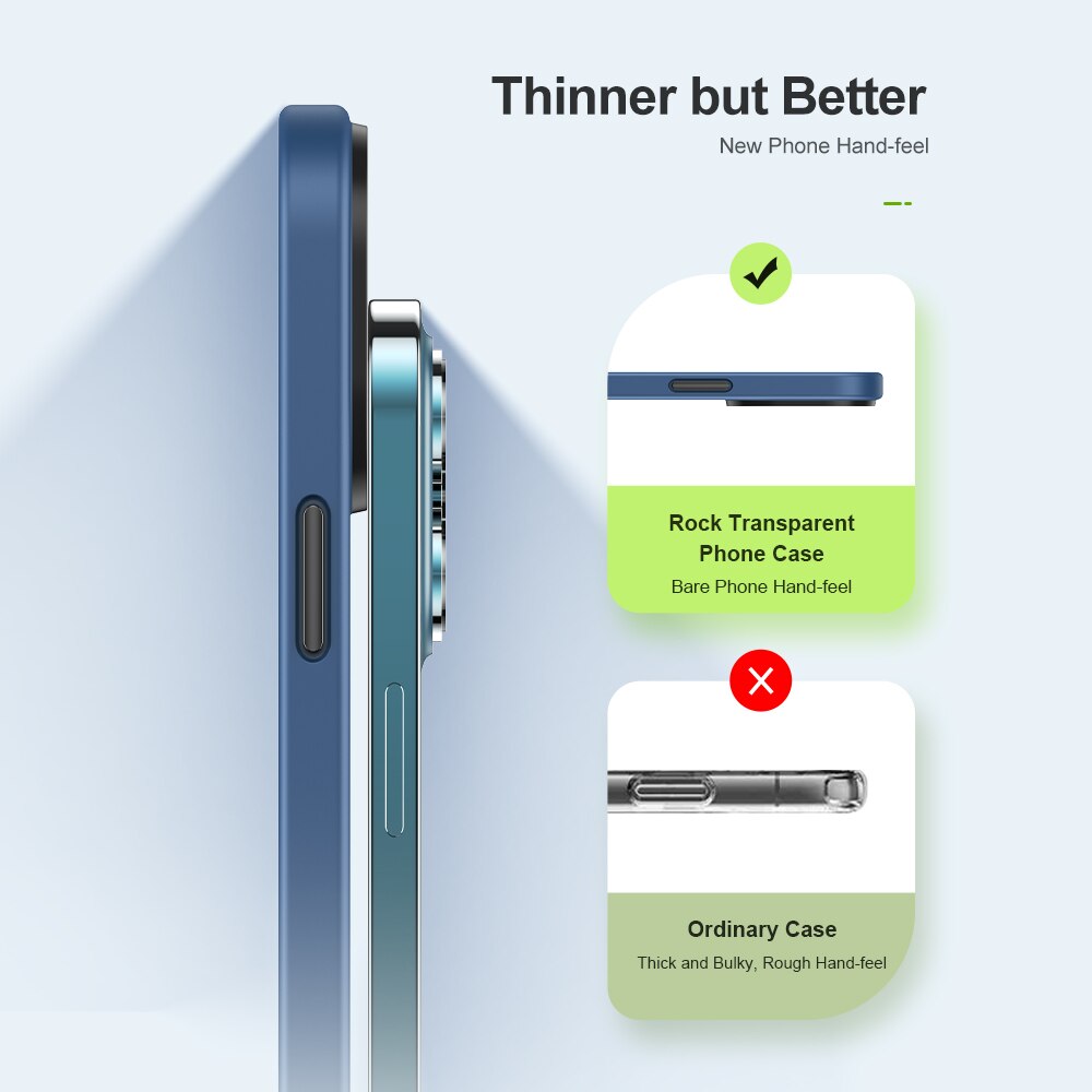 Ốp lưng chống sốc viền cao su cho iPhone 14 Pro thiết kế mặt lưng trong suốt Hiệu Rock hybrid tective Case - hàng nhập khẩu
