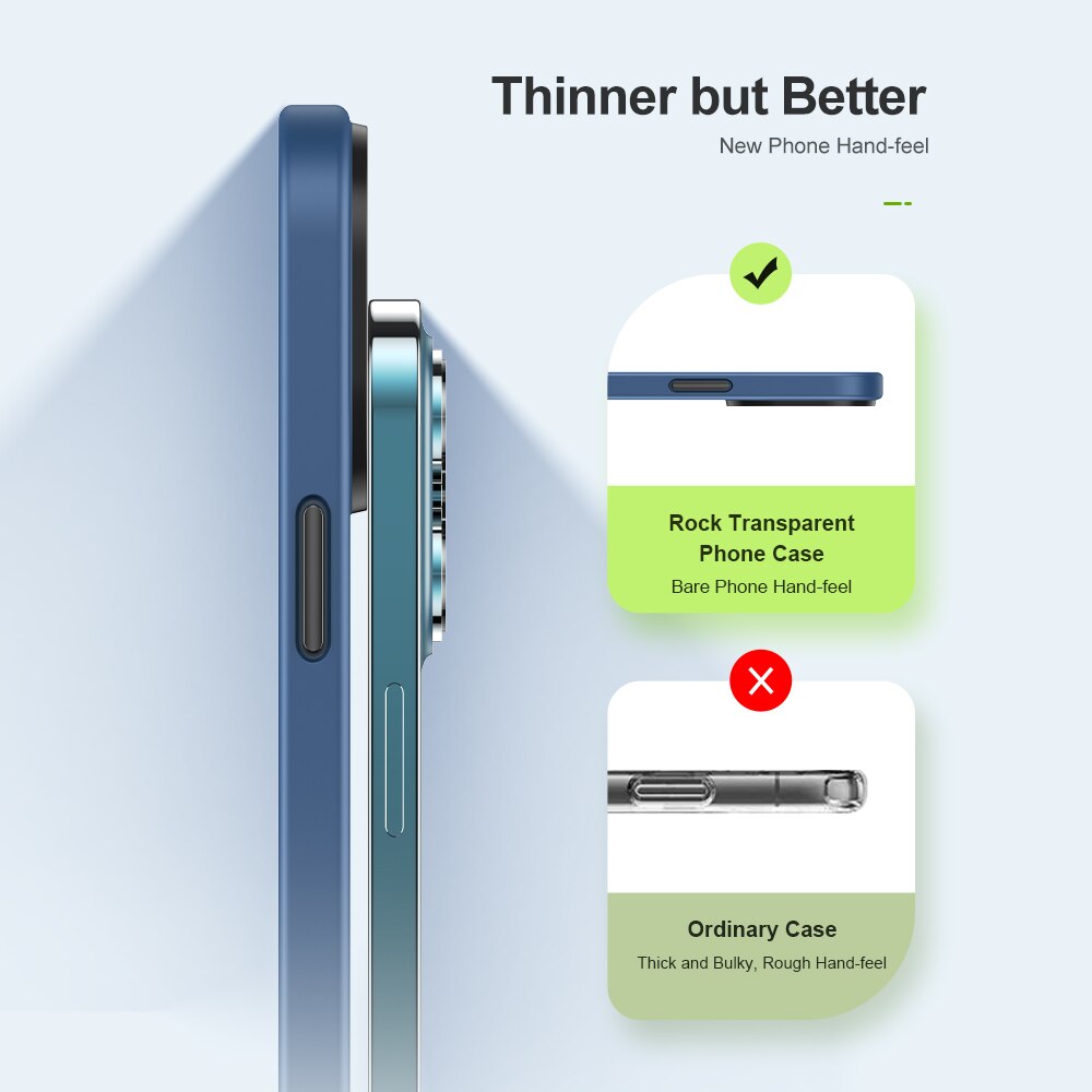Ốp lưng chống sốc viền cao su cho iPhone 12 Mini (5.4 inch) thiết kế mặt lưng trong suốt Hiệu Rock hybrid Protective Case (độ đàn hồi cao, bảo vệ toàn diện, tản nhiệt tốt) - hàng nhập khẩu