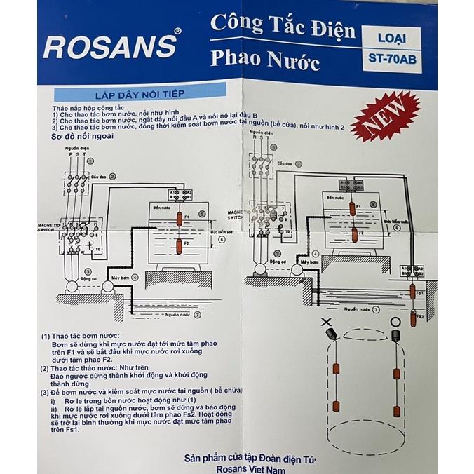 Phao điện ROSANS, thiết bị đóng ngắt máy bơm