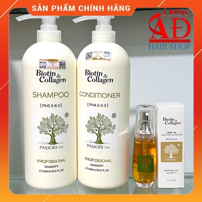 Cặp dầu gội xả Biotin &amp; Collagen Pasiori trắng phục hồi kích thích mọc tóc của Ý + Tặng tinh dầu 50ml