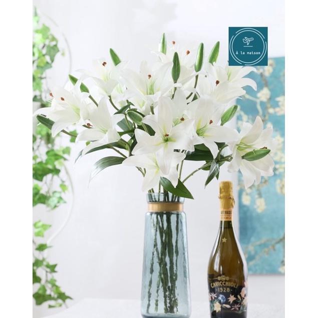 Cành hoa Lily 62cm đẹp sang trọng, hoa decor trang trí, hoa lụa cao cấp