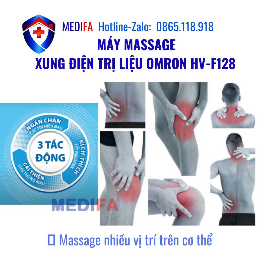 Máy Mát Xa Cổ Vai Gáy OMRON HV-F128 - Máy Massage Xung Điện Trị Liệu 12 Chế Độ Tự Động Theo Từng Vùng Cơ, Bảo Hành 1 Năm