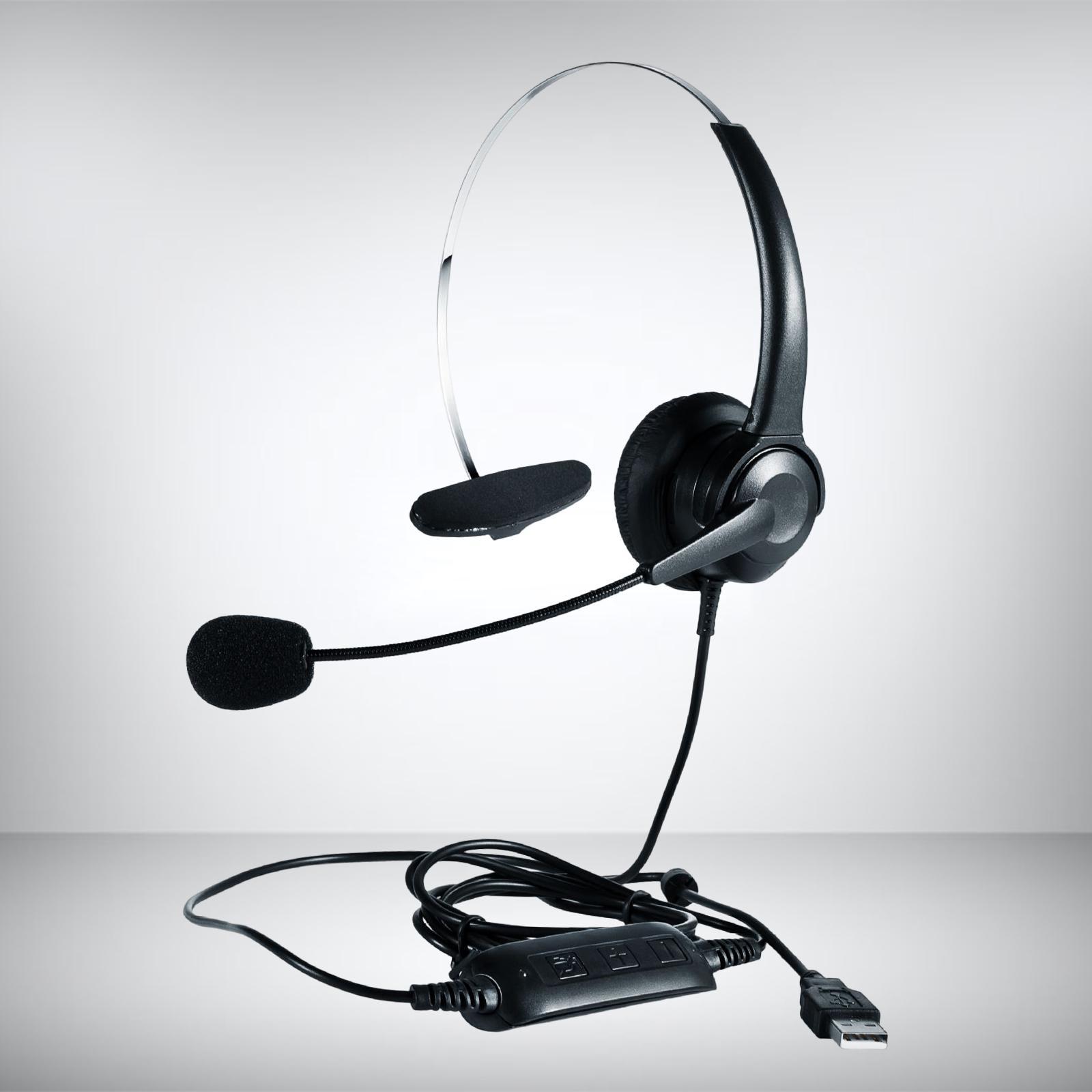 USB Computer Headset Rotating Microphone Comfortable for Call Center