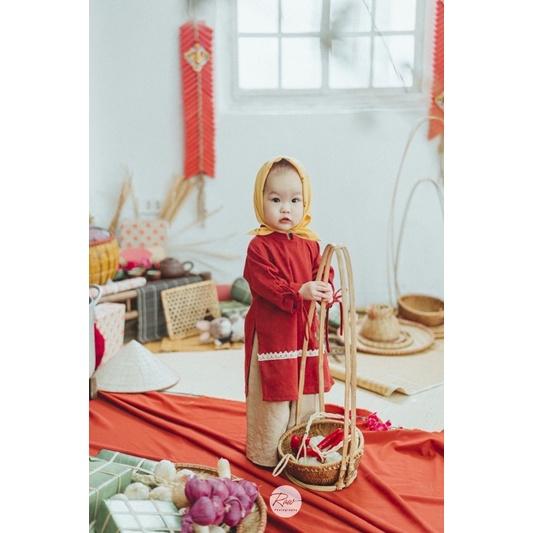 P'ti chou - Áo dài linen thêu Trúc dành cho bé