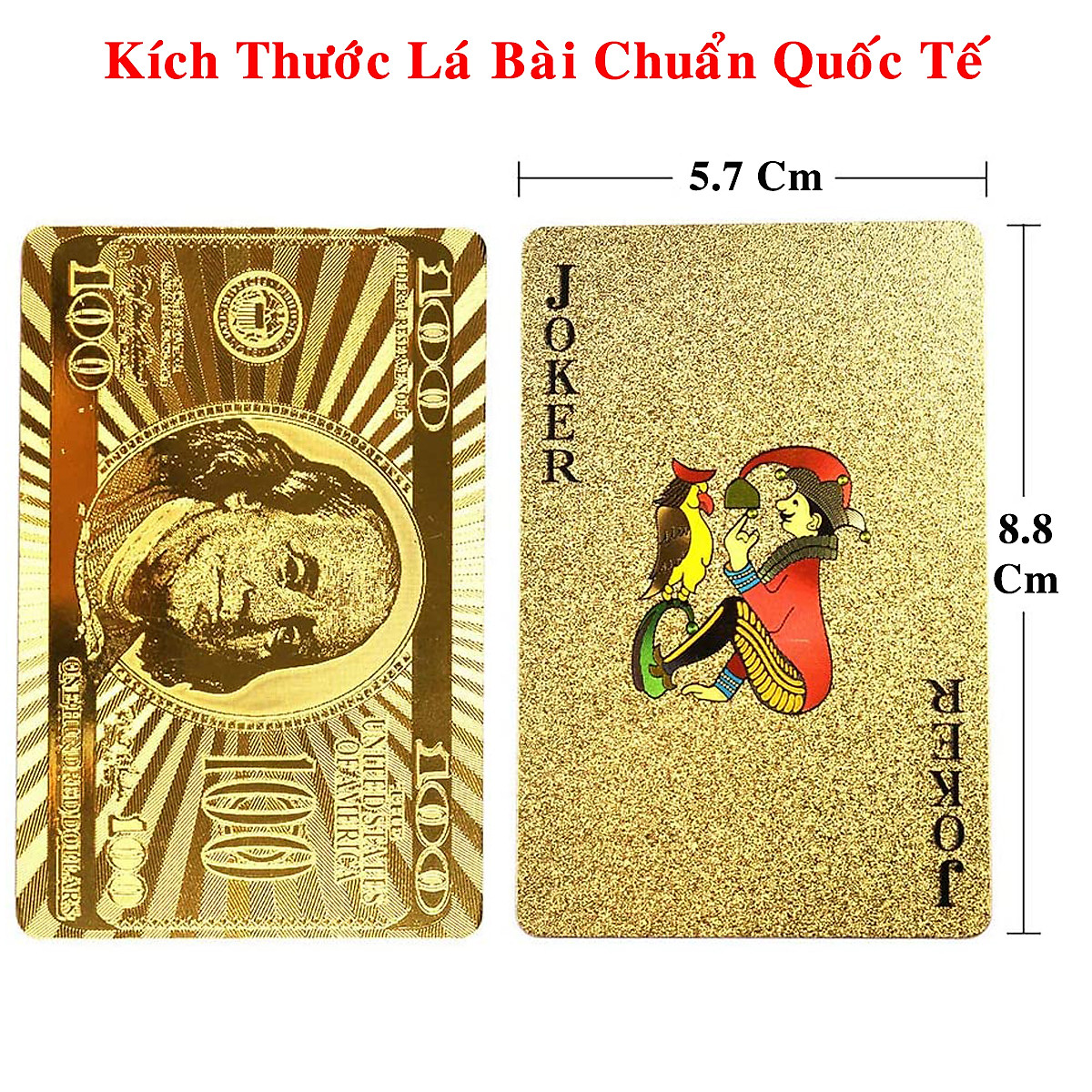 Bộ Bài Tây Poker Mạ Si Vàng Cao Cấp - Tú Lơ Khơ Phủ Nhũ Vàng Chính Hãng Amalife – Bộ 54 Lá Bài Tây Pocker Nhựa Dẻo Chống Thấm Nước Chống Gãy