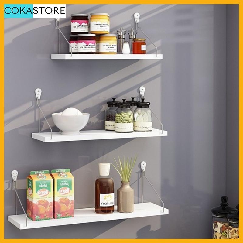 Kệ Treo Tường Trang Trí Không Cần Khoan Kích Thước 30 Đến 80cm Màu Sắc Đa Dạng - Kèm Phụ Kiện Móc Treo Inox