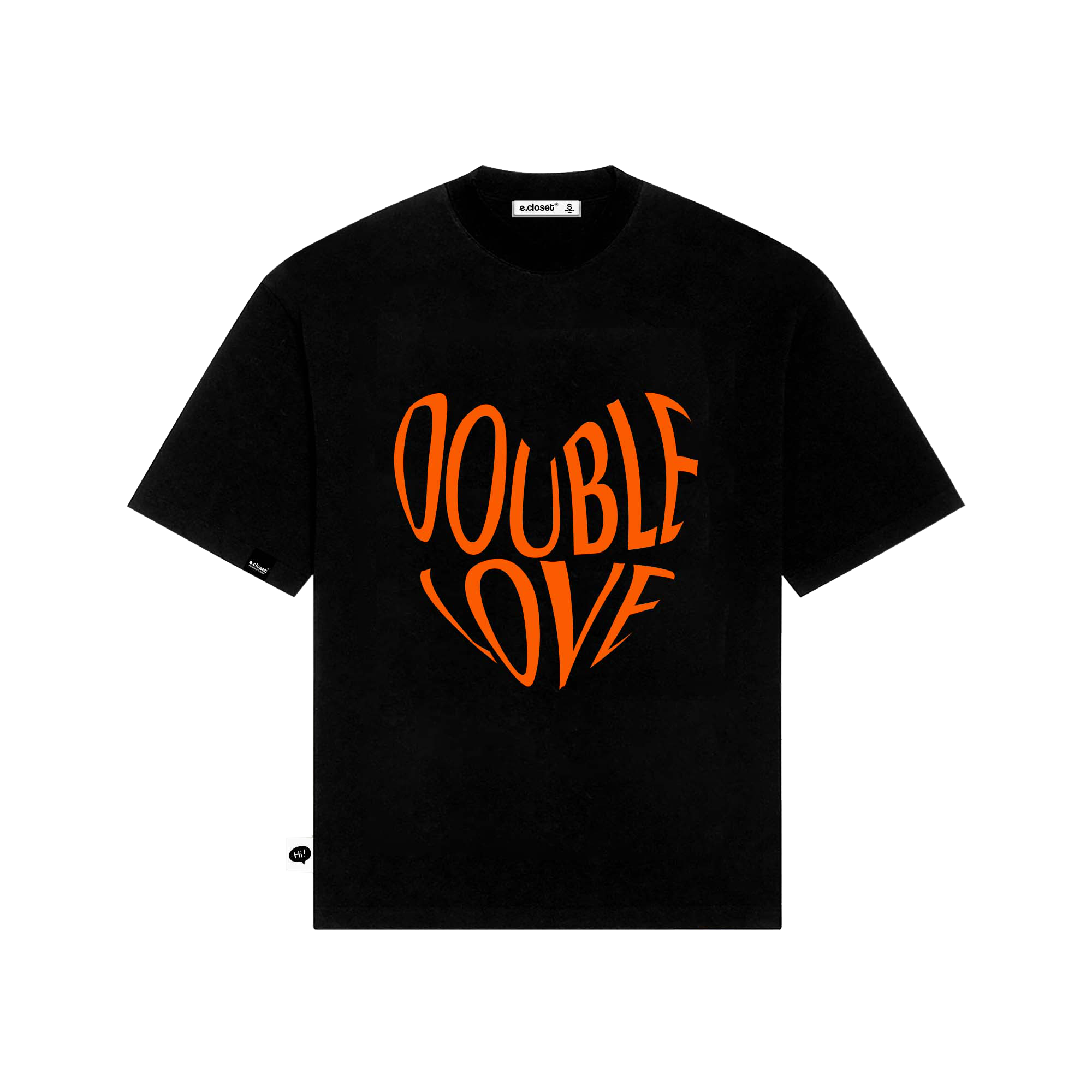 Áo Thun Tay Ngắn Oversize DOUBLE LOVE/ Black (unisex, áo thun nam/ nữ)