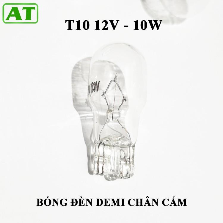 Combo 10 Bóng Đèn T10 12V 10W 1 Tóc Chân Cắm Halogen