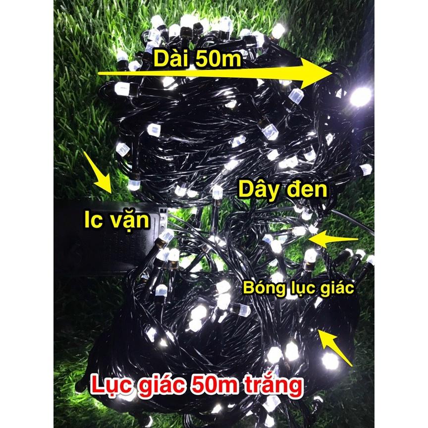 Dây đèn led chớp 50m điện 220V nhiều màu trang trí noel, trang trí ngoài trời, trang trí quán cà phê