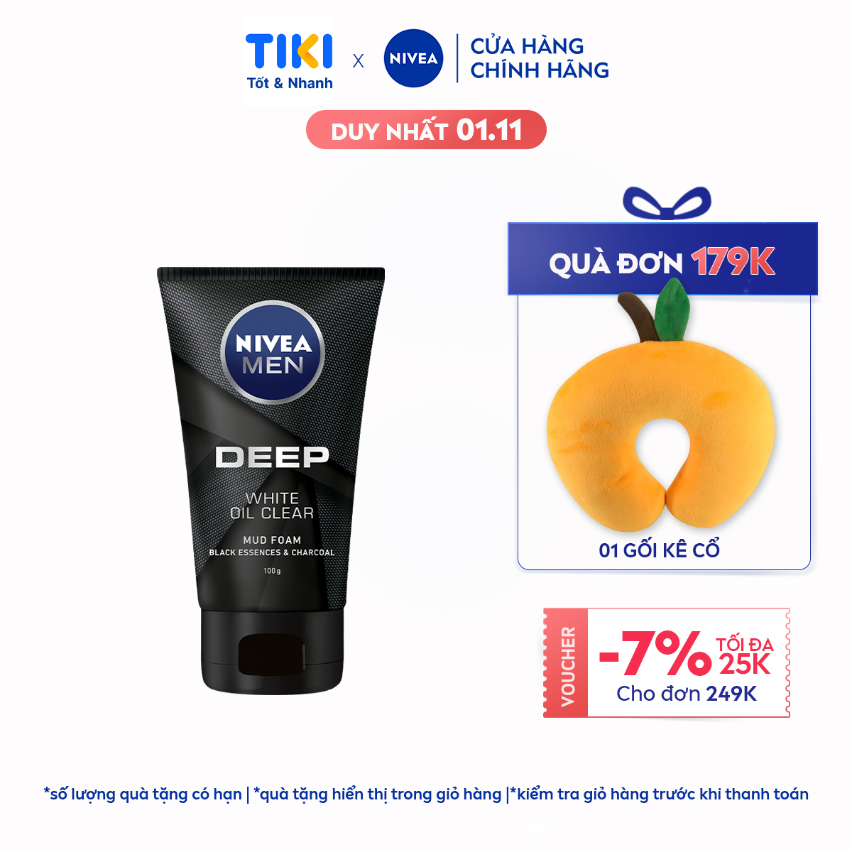 Sữa Rửa Mặt NIVEA MEN DEEP Than Đen Hoạt Tính Hút Nhờn Sáng Da - 84415