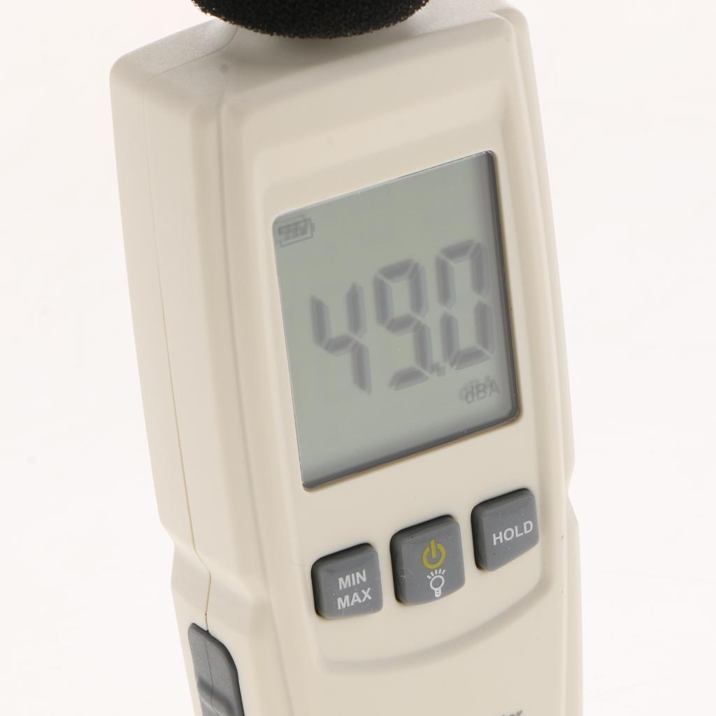 30-130dB LCD Digital Sound Pressure Level Meter Decibel Noise Tester White