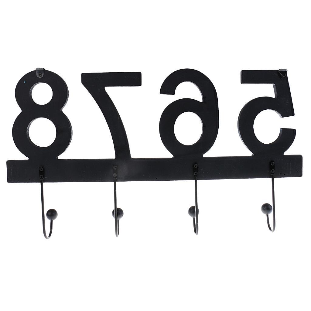Wooden Number Wall Hooks Bathroom Door Hanger for Key Clothes Bag Home Decor