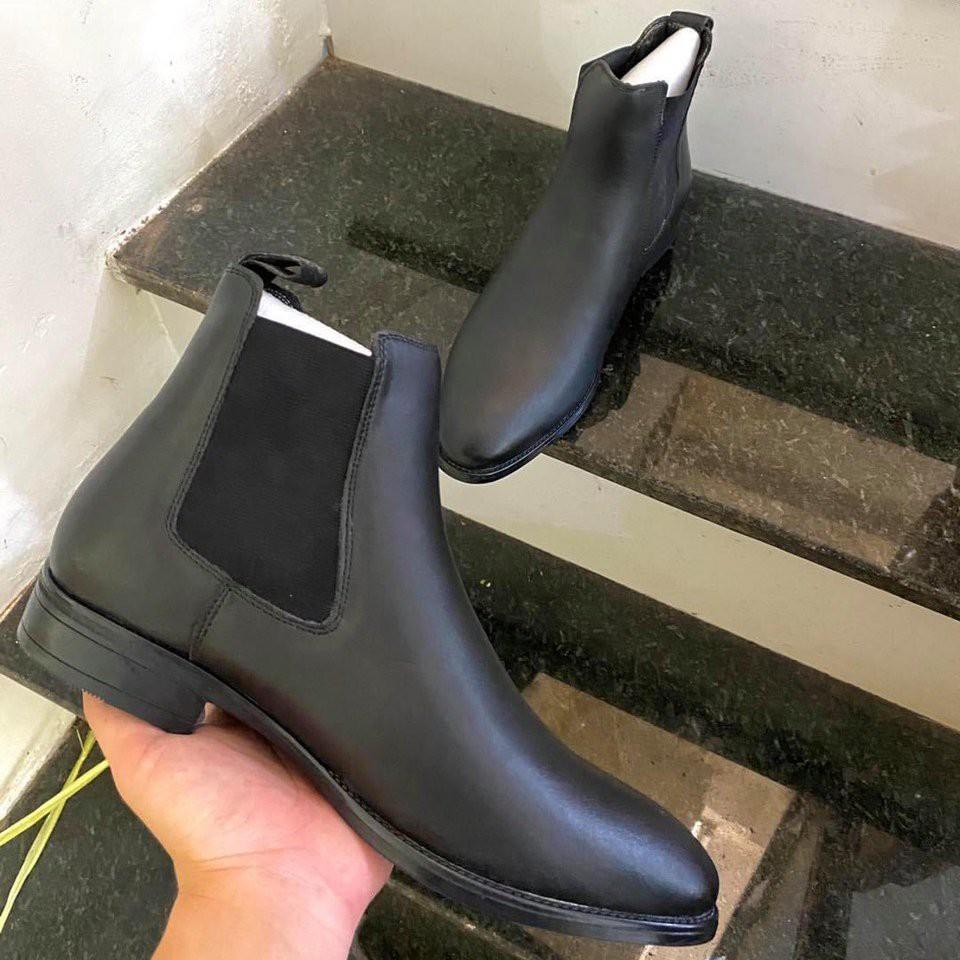 Giày Boot Nam - Chelsea Boots Da Bóng - Giày cao cổ nam