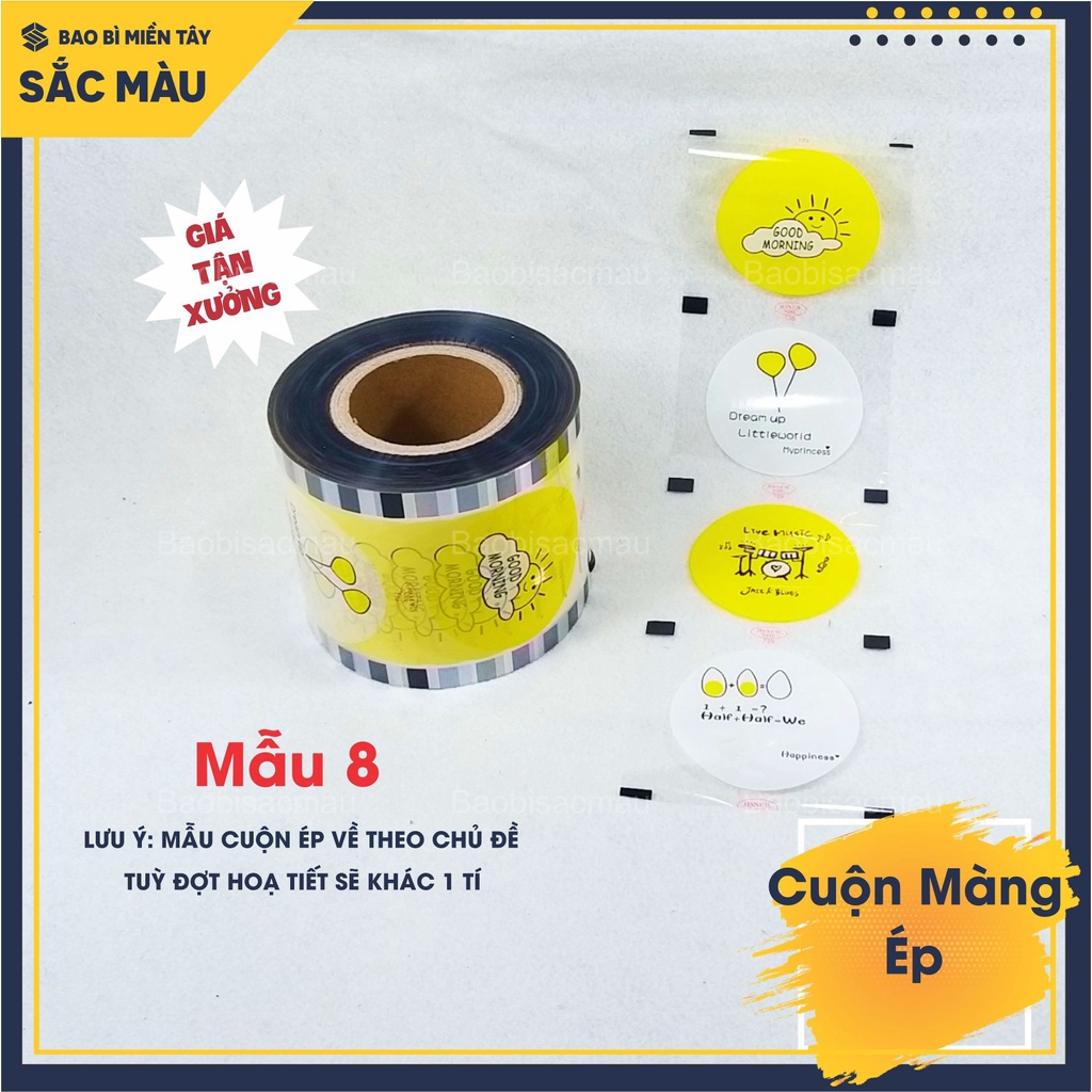 Cuộn màng ép ly, màng dập cốc in sẵn họa tiết vui tươi