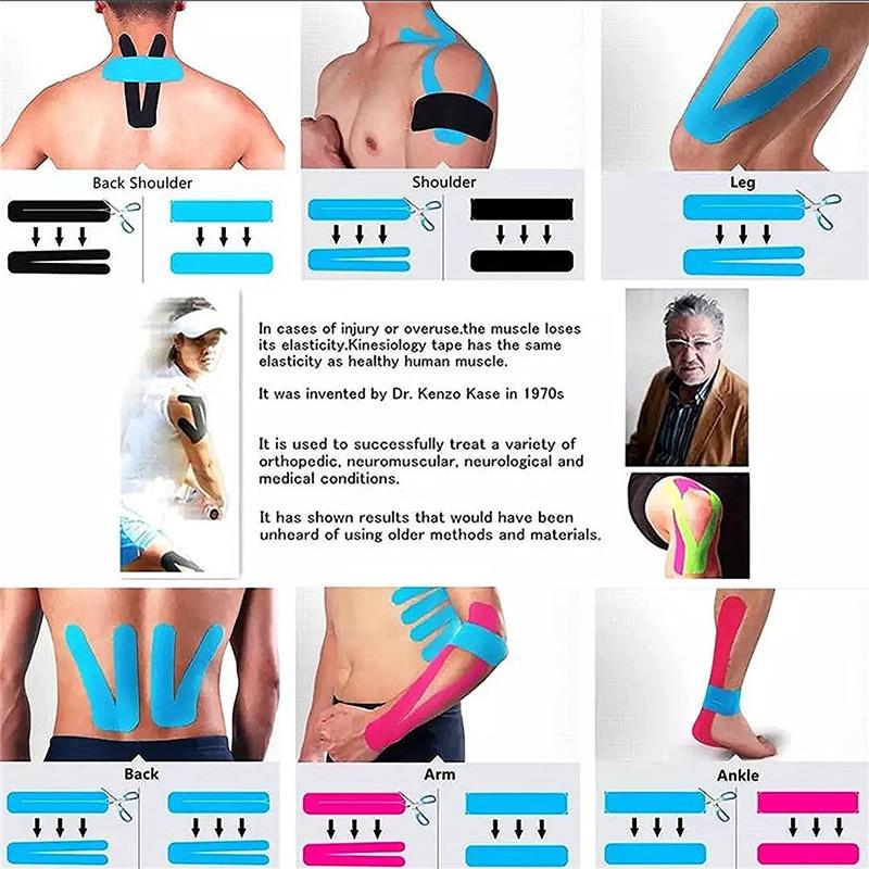 10cm * 5m Kinesiology Tape Tape Tape Potton Faterproo Color: Pink