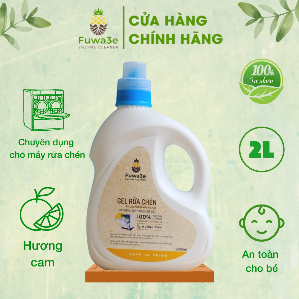 Gel rửa chén cho máy rửa chén bát Fuwa3e hữu cơ sinh học dạng gel 2L