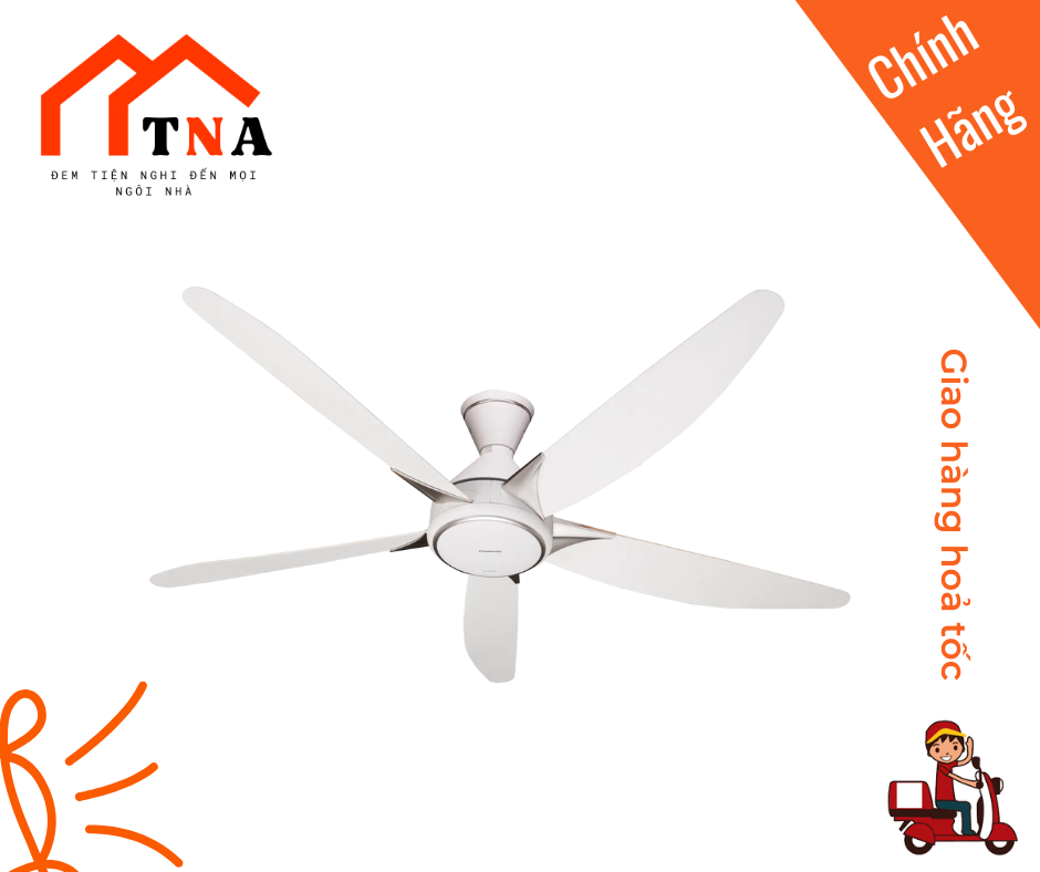 Quạt trần 5 cánh Panasonic F-60GDS ( mẫu mới tháng 10/2024) điều khiển từ xa, động cơ DC - Hàng chính hãng