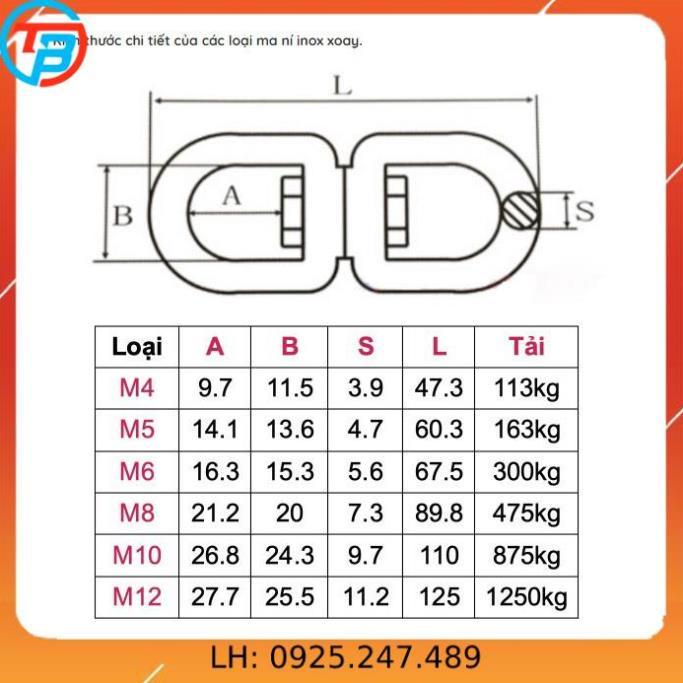 Ma ní Xoay INOX 304 CÁP THÉP Thái Bình VinàN