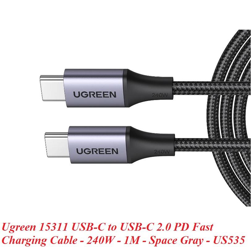 Ugreen UG15311US535TK 1M 240W Cáp USB type C to USB-C c-c 2.0 hỗ trợ sạc nhanh PD3.1 - truyền dữ liệu - HÀNG CHÍNH HÃNG