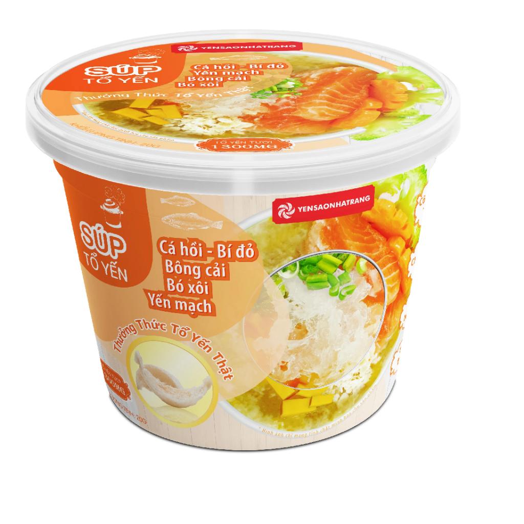 (Yến sào nha trang) Soup Tổ Yến - Cá Hồi, Bí Đỏ, Bông Cải, Bó Xôi, Yến Mạch 20g