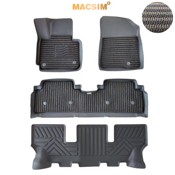 Thảm Lót Sàn 2 Lớp TPE Macsim Kia Rondo Chuẩn Form, Bền, Không Mùi (sd3 xám đen ct)