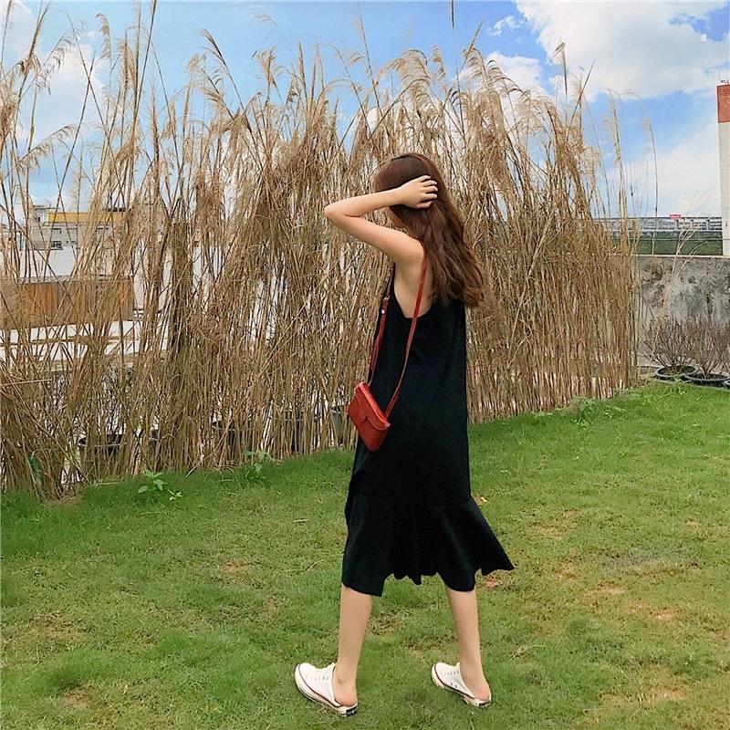 Váy hai dây maxi dáng suông đuôi cá Đầm dáng suông Quảng châu