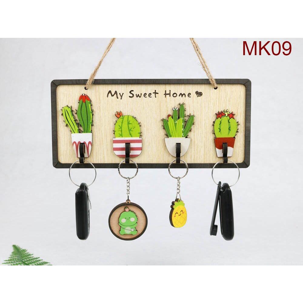 Bảng gỗ decor trang trí nhà cửa, shop, quán cà phê có móc treo chìa khóa