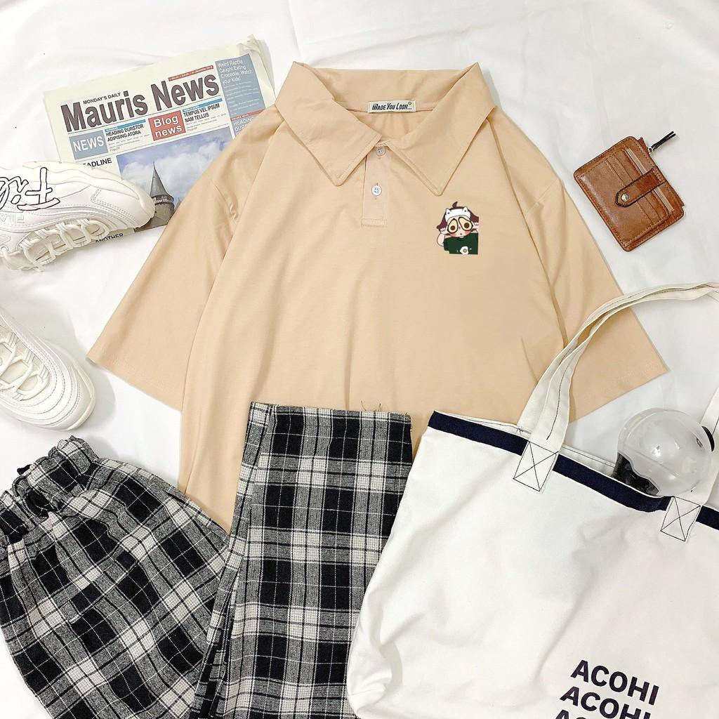 Hình ảnh Áo thun tay lỡ polo có cổ Couple Trái Bơ phông Unisex nam nữ tee oversize form rộng pull Ulzzang Streetwear Hàn Quốc