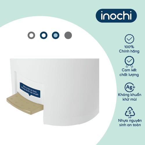 Thùng rác đạp tròn Inochi - Hiro 6L( kèm ruột) Thân Ghi sữa+ Nắp Ghi sữa/Xanh nhật