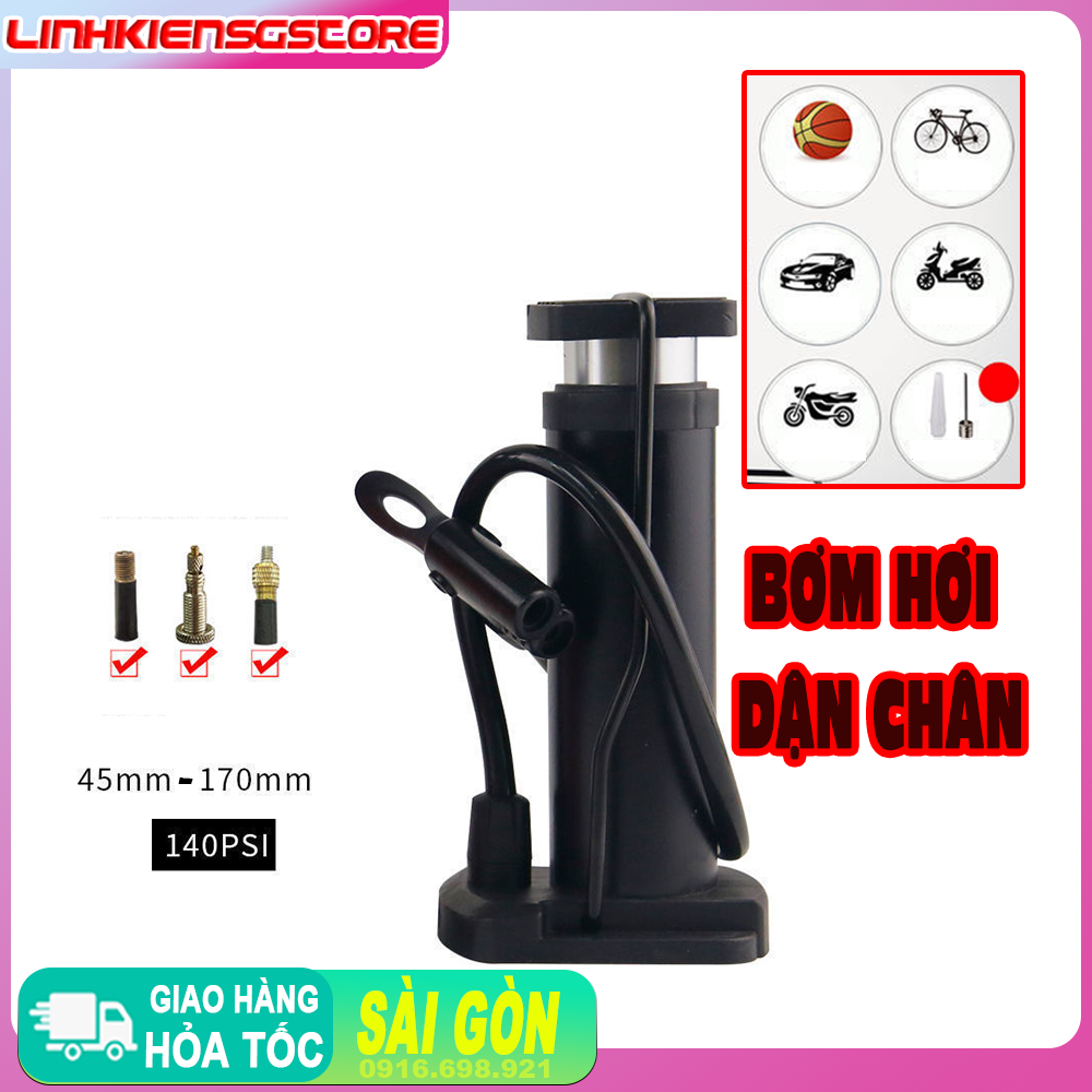 Bơm Đạp Chân Mini Cho Xe Đạp Xe Máy Hợp Kim Nhôm Thiết Kế Nhỏ Gọn Áp Suất Lớn